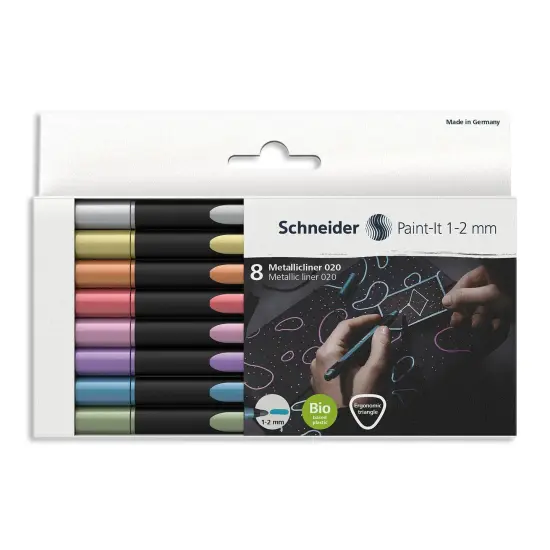 Paint-It 020 Metallic Liners, 1-2 mm Tip, Wallet, 8 Assorted Ink Colors {1}