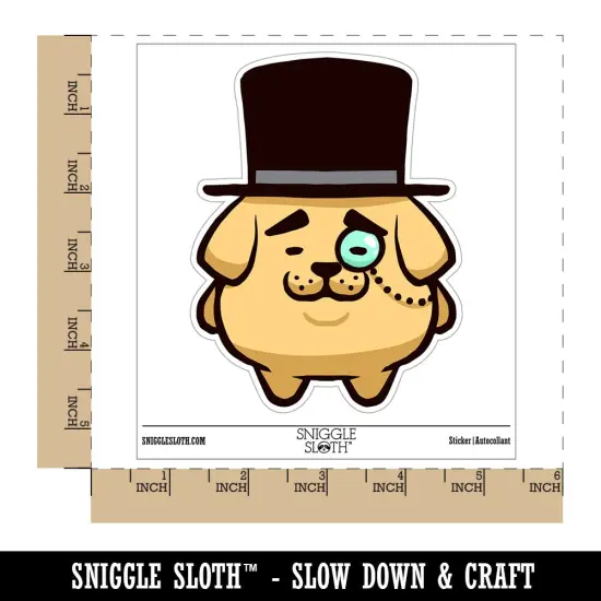 Weird Fancy Gentleman Dog Pup Top Hat Monocle Waterproof Vinyl Phone Tablet Laptop Water Bottle Sticker Set - 5 Pack {1}