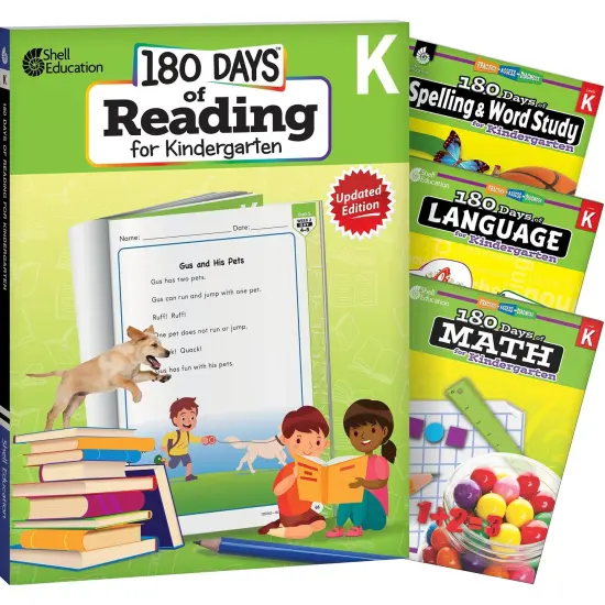 180 Days of Practice Reading, Spelling, Language, & Math for Kindergarten: 4-Book Set {1}