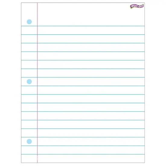 Notebook Paper Wipe-Off&reg; Chart, 17" x 22", Pack of 6 {2}