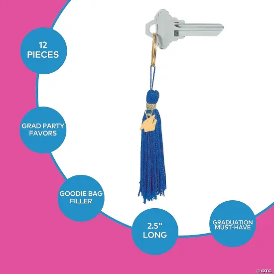Graduation Blue Tassel Nylon Keychains with Hat Charm | MINA&reg; {2}