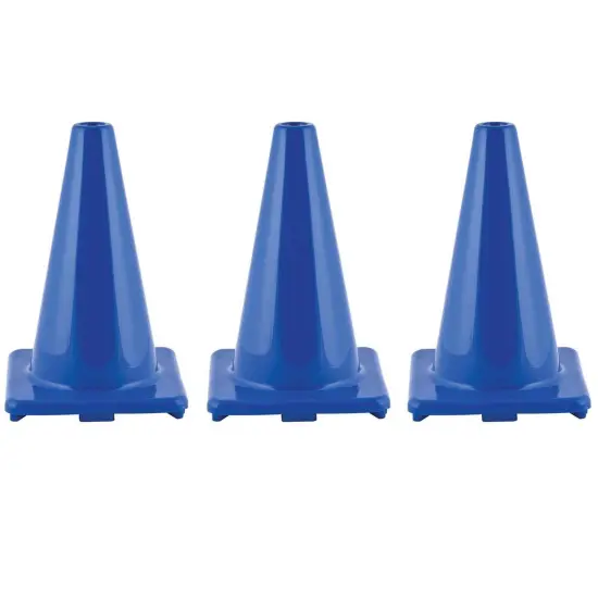 Hi-Visibility Flexible Vinyl Cone, 12", Royal Blue, Pack of 3 {1}