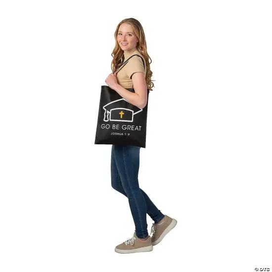 15" x 17" Large Religious Graduation Black Nonwoven Tote Bags - 12 Pc. {4}