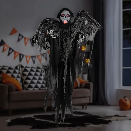 Northlight Animated Hanging Zombie Vampire with Lights and Sound Halloween Decoration - 5' Black {1}