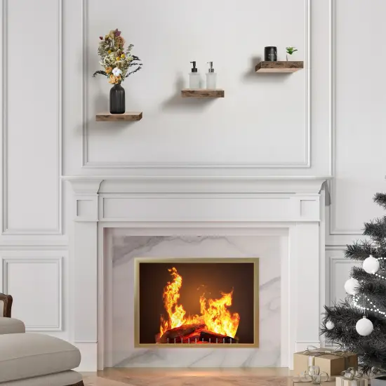 Set of 3 (9") Sorbus Square Floating Shelves with Invisible Mounting Brackets for Living Room Decor, Bedroom, Bathroom Decor, Home & Kitchen Mahogany {6}