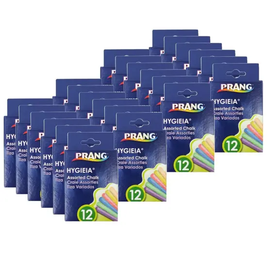 Hygieia&reg; Dustless Board Chalk, 3-1/4" x 3/8", Assorted, 12 Per Box, 24 Boxes {1}
