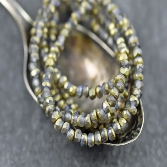 *50* 2x3mm Gold AB Washed Matte Crystal Faceted Micro Spacer Beads {4}