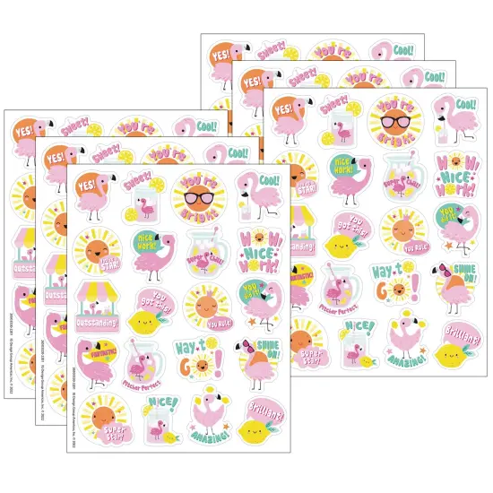 Flamingo Strawberry Lemonade Scented Stickers, 80 Per Pack, 6 Packs {1}