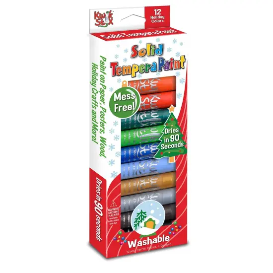 Solid Tempera Paint Sticks, Christmas Limited Edition, 12 Per Pack, 6 Packs {1}