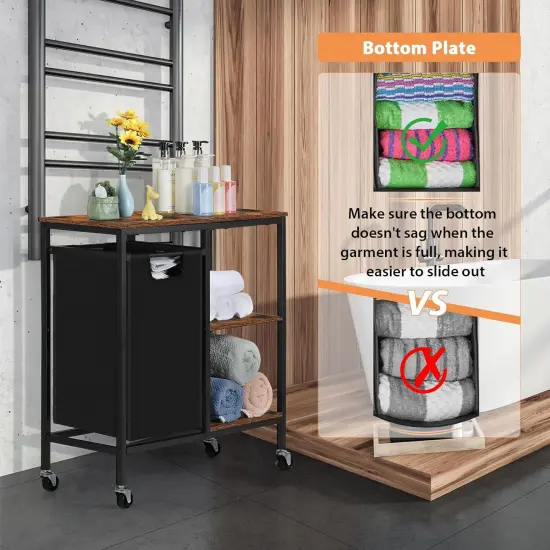 Hamper with Wooden Side Shelf {4}