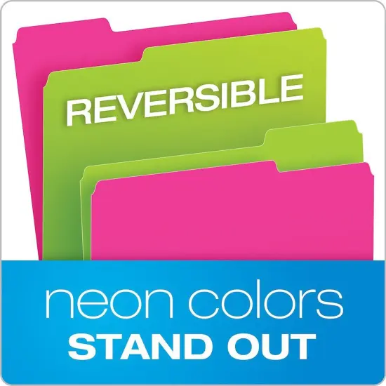 Twisted Glow File Folders, Letter Size, Assorted Colors, 1/3 Cut, 12 Per Pack, 2 Packs {3}