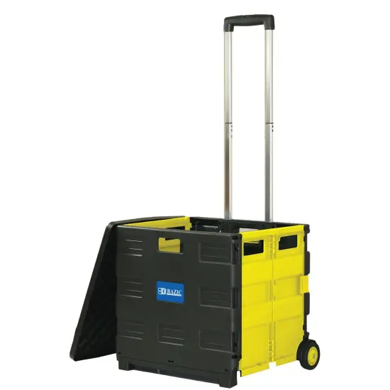 Folding Cart on Wheels w/Lid Cover, 16" x 18" x 15", Yellow {2}
