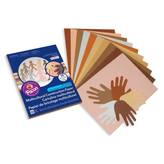 Shades of Me Construction Paper, 5 Assorted Skin Tone Colors, 12" x 18", 50 Sheets Per Pack, 5 Packs {3}
