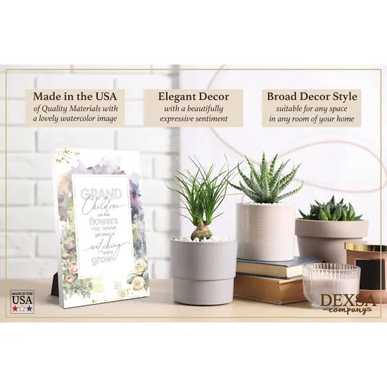 Grandchildren Wood Plaque with Easel and Hook Wall Tabletop Art - 6 inches x 9 inches {3}