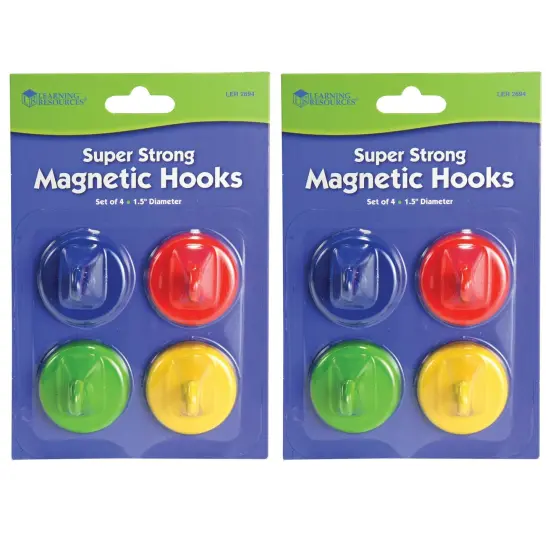 Super Strong Magnetic Hooks, 1 1/2" Diameter, 4 Per Pack, 2 Packs {1}