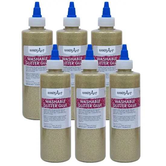 Washable Glitter Glue, 8 oz., Gold, Pack of 6 {1}