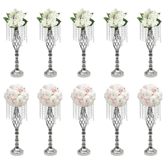 10-Pieces 21.7" Crystal Wedding Centerpiece Flower Stand {1}
