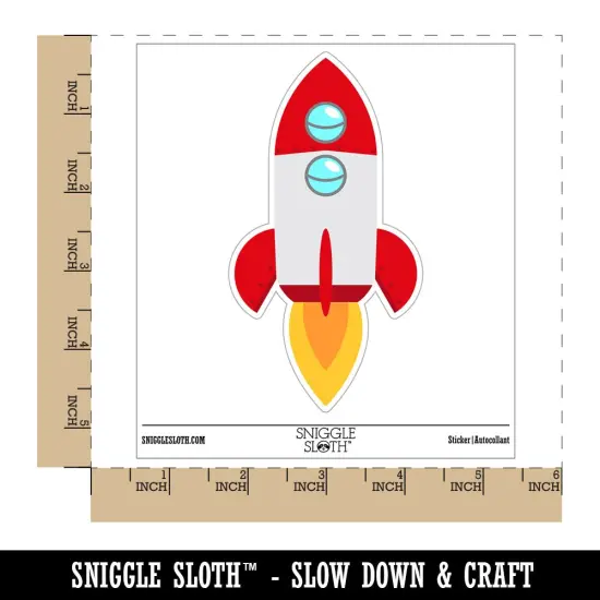 Rocket Ship Doodle Waterproof Vinyl Phone Tablet Laptop Water Bottle Sticker Set - 5 Pack {1}