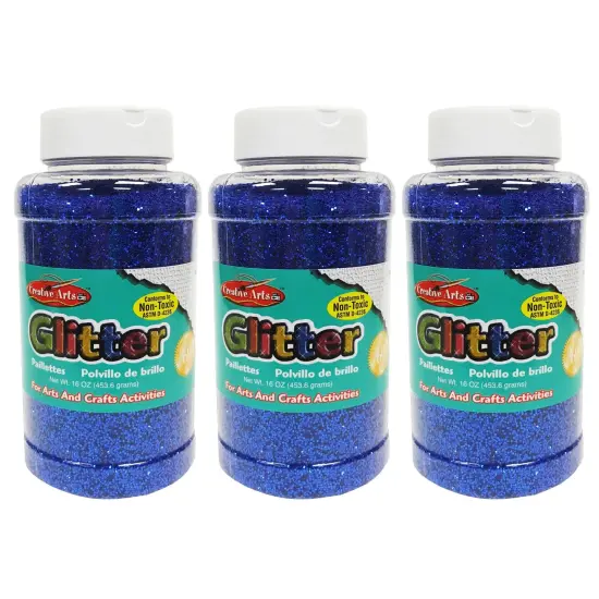 Creative Arts&trade; Glitter, 1 lb. Bottle, Blue, Pack of 3 {1}