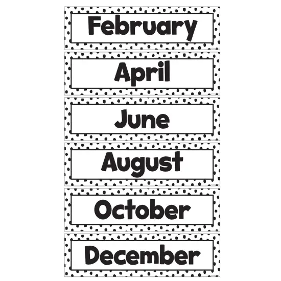 Black Painted Dots on White Monthly Headliners, 12 Per Pack, 3 Packs {2}