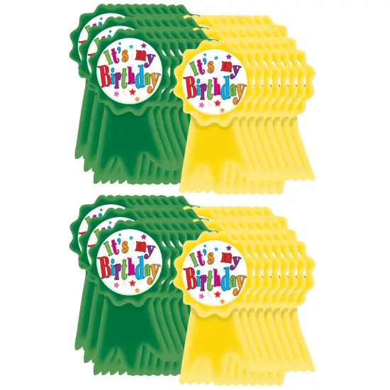 Birthday Ribbons Wear 'Em Badges, 16 Per Pack, 6 Packs {1}