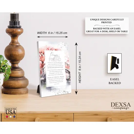 Prayer For My Friend Wood Plaque with Easel and Hook Wall Tabletop Art - 6 inches x 9 inches {5}