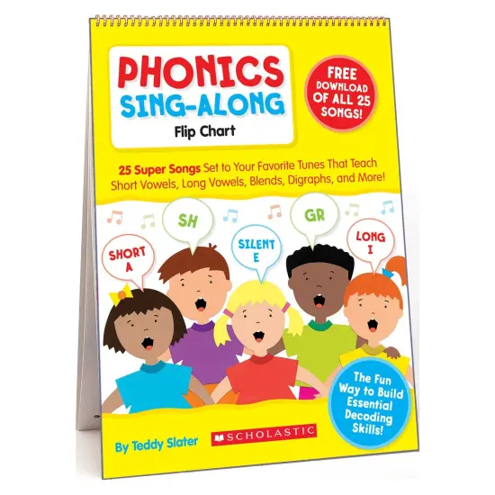 Phonics Sing-Along Flip Chart: 25 Super Songs Set to Your Favorite Tunes That Teach Short Vowels, Long Vowels, Blends, Digraphs, and More! {1}