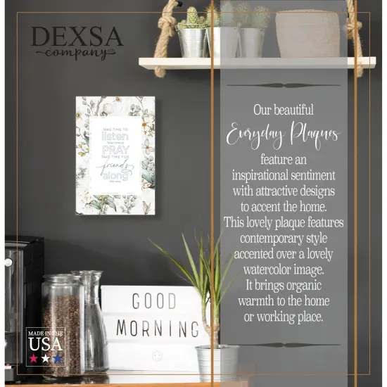 Take Time To Listen Wood Plaque with Easel and Hook Wall Tabletop Art - 6 inches x 9 inches {2}