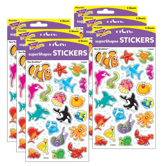 Sea Buddies&trade; superShapes Stickers-Large, 160 Per Pack, 6 Packs {1}
