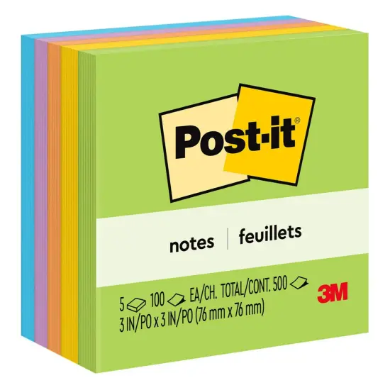 Notes, 3 in x 3 in, Floral Fantasy Collection, 100 Sheets/Pad, 5 Pads/Pack, 2 Packs {2}