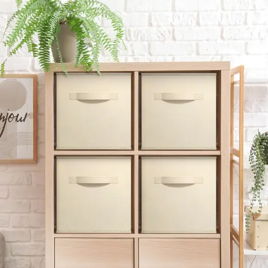 Sorbus 11 Inch 4 Pack Foldable Fabric Storage Cube Bins with Handles - for Organizing Pantry, Closet, Nursery, Playroom, and More Pastel {8}