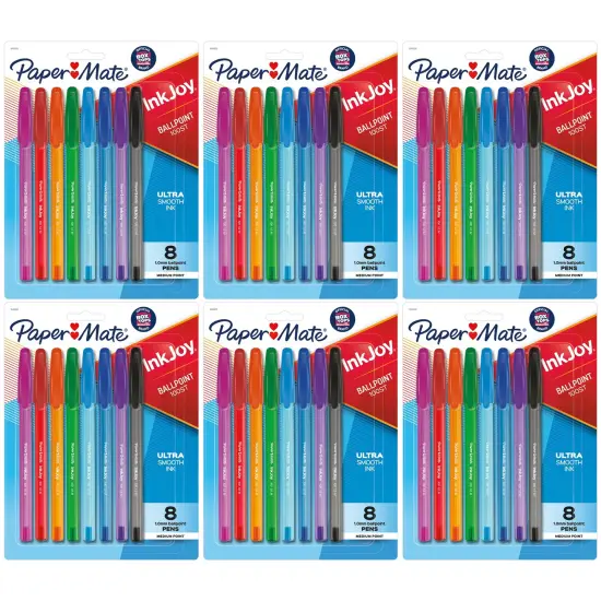 InkJoy 100ST Ballpoint Pens, Medium Point, Assorted Ink, 8 Per Pack, 6 Packs {1}