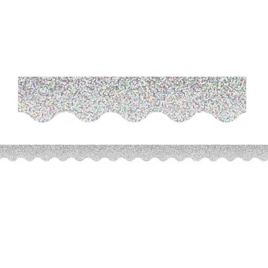 Silver Sparkle Scalloped Border Trim, 35 Feet Per Pack, 6 Packs {2}