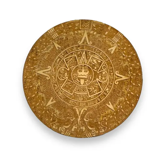 Aztec Mayan Calendar Wood Coaster/Disc qty 1 {1}