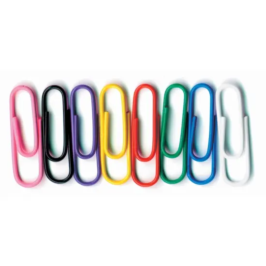 Vinyl-Coated Paper Clips, No. 1 Standard Size, 100 Per Pack, 10 Packs {2}