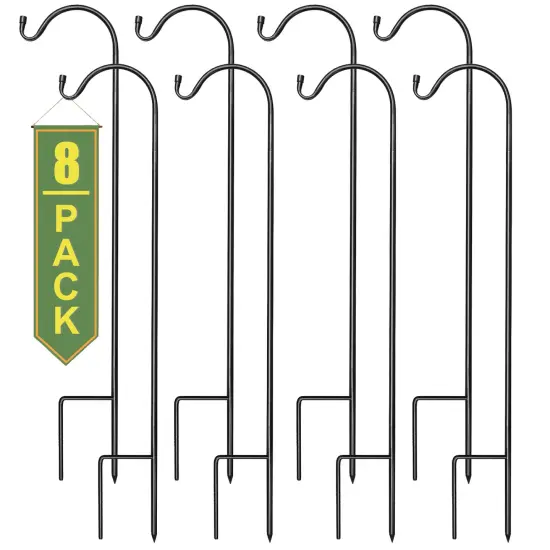 Sorbus Set of 8 Shepherds Hooks for Outdoor - Extendable Garden Stakes for Plants, Lights, Lanterns, Flower Baskets, and More {1}
