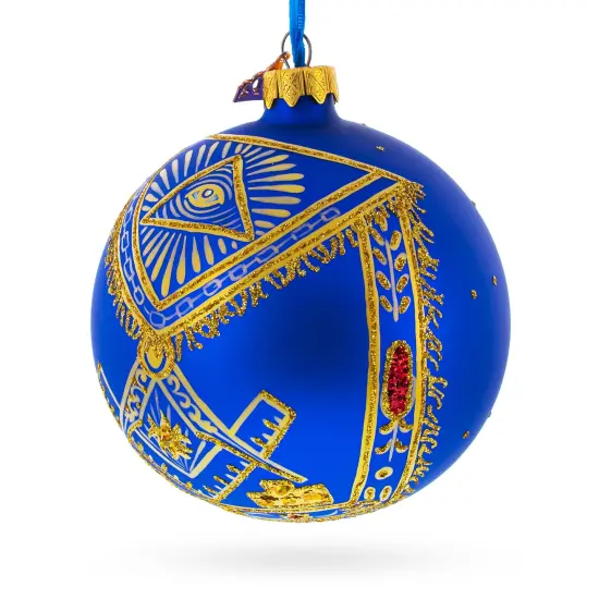 Freemasons Symbols Glass Ball Christmas Ornament 4 Inches {3}