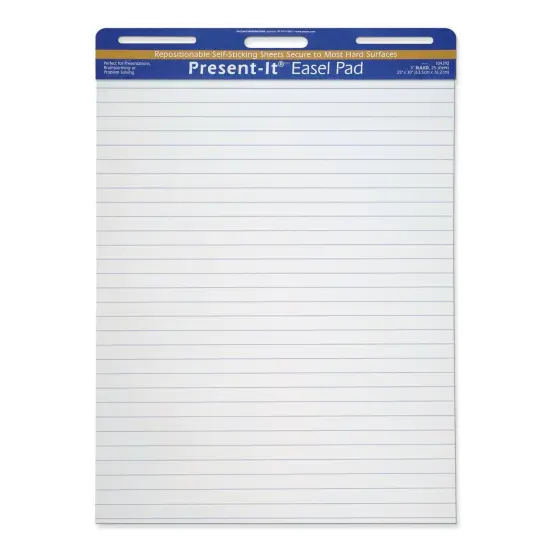 Easel Pad, Self-Adhesive, White, 1" Ruled 25" x 30", 25 Sheets {1}