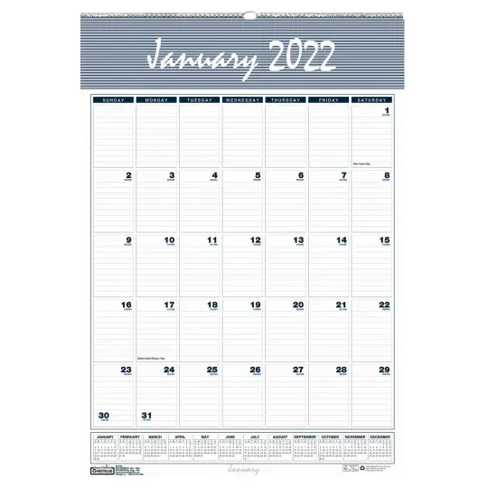Recycled Monthly Wall Calendar Bar Harbor, 12" x 17" {1}