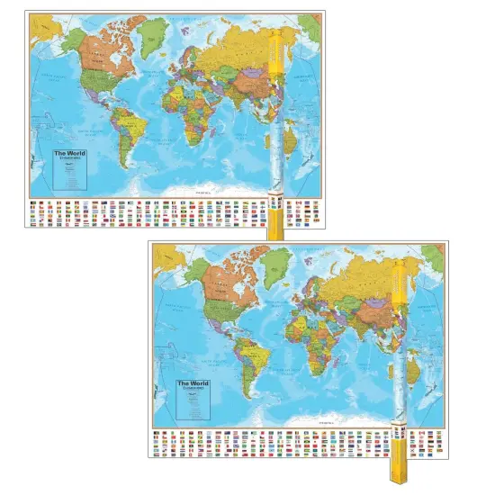 Blue Ocean Series World Laminated Wall Map, 38" x 51", Pack of 2 {1}
