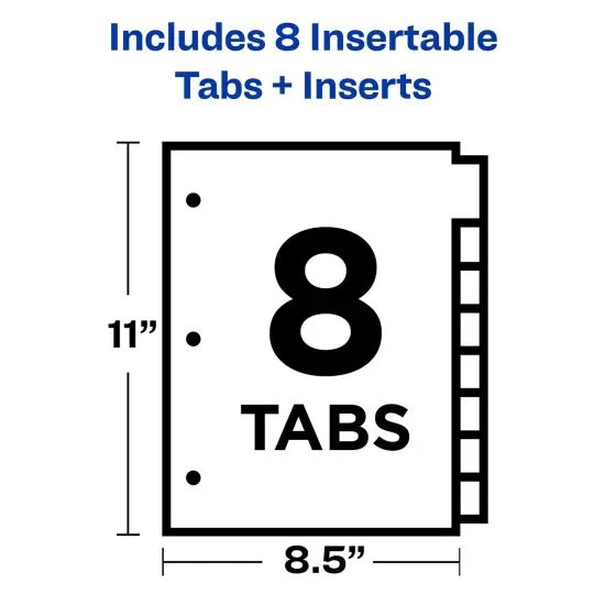 Big Tab&trade; Insertable Dividers, Buff Paper, 8-Tab Set, Multicolor, 12 Sets {6}