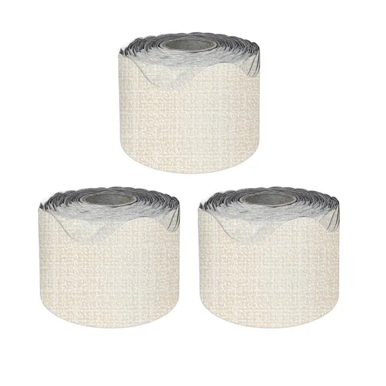 Linen Rolled Scalloped Borders, 65 Feet Per Roll, Pack of 3 {1}