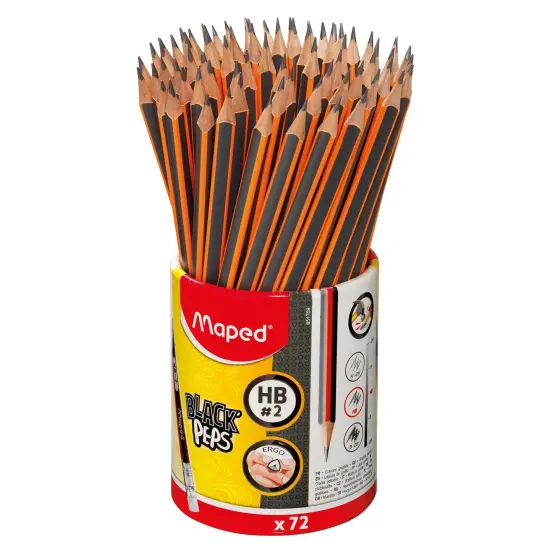 Black'Peps Triangular Graphite #2 Pencils School Pack, Pack of 72 {2}
