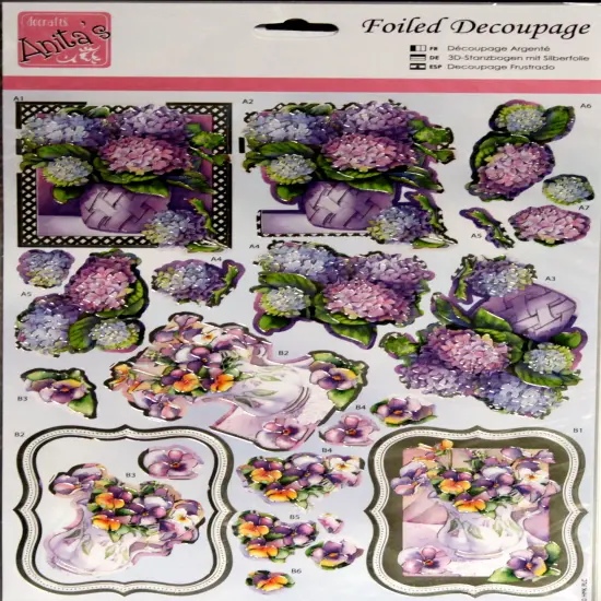 Anita's Foiled Decoupage Die-cut Embellishments-Purple Hydrangeas {1}