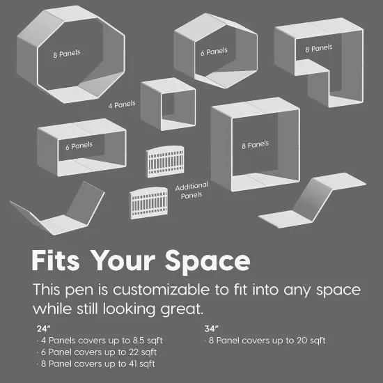 IRIS 4-10Panel 24/34"H Foldable Exercise Enclosure Plastic Pet Playpen with Door {5}