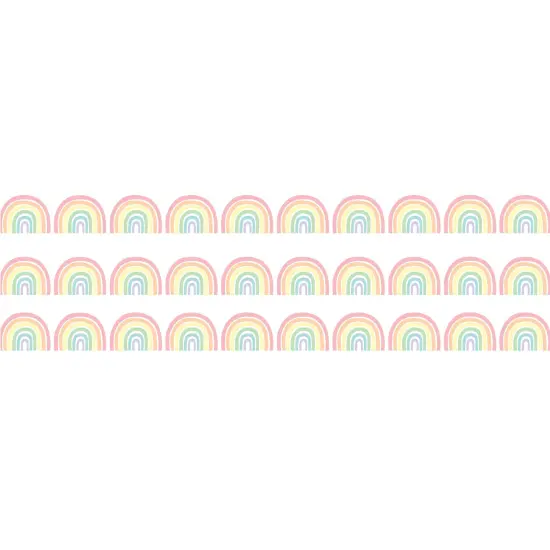 Pastel Pop Rainbows Die-Cut Rolled Border Trim, 50 Feet, 3 Rolls {1}