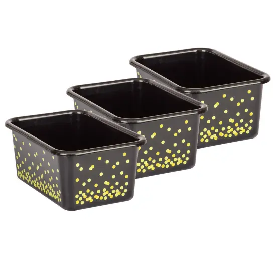 Black Confetti Small Plastic Storage Bin, Pack of 3 {1}