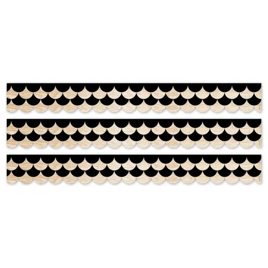 Core Decor Black and Wood Scallops EZ Border, 48 Feet Per Pack, 3 Packs {1}