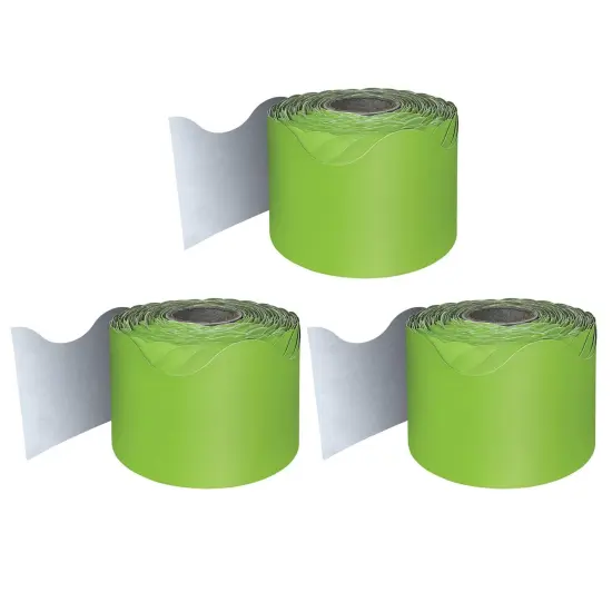 Lime Rolled Scalloped Border, 65 Feet Per Roll, Pack of 3 {1}