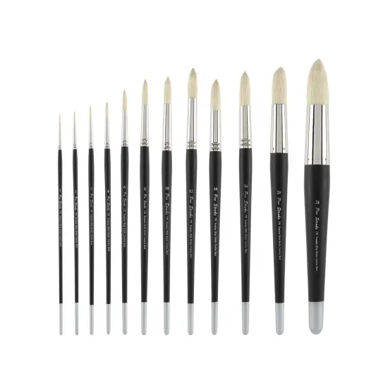 Creative Mark Pro Stroke Premium White Chungking Hog Bristle Artist Paint Brush - Round- Natural Bristle Brush w/ Great Control Suitable for Oils, Watercolors, Acrylics, Alkyds, Caseins {2}